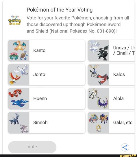 Pokémon Of The Year Voting Core Vote For Your Favorite Pokémon