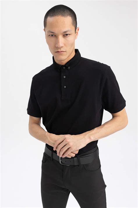 Black Man Slim Fit Polo Neck Short Sleeve T Shirt 2723388 Defacto