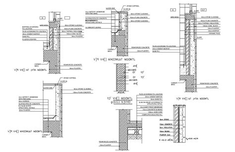 Concrete Wall Block Construction Cad Drawing Details Dwg File Cadbull