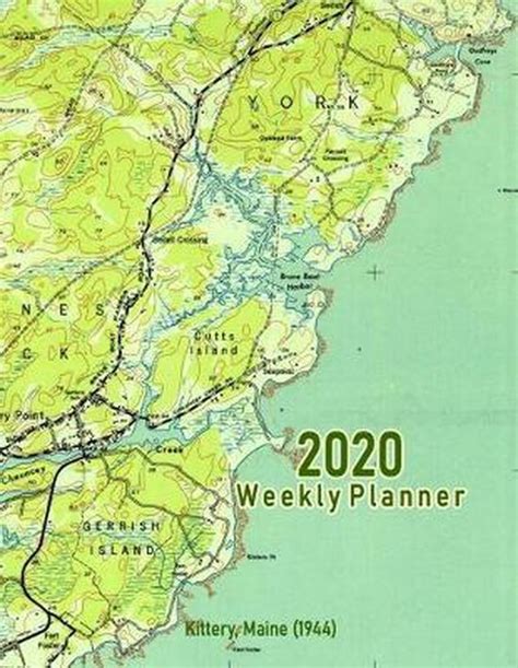 2020 Weekly Planner Kittery Maine 1944 Vintage Topo Map Cover