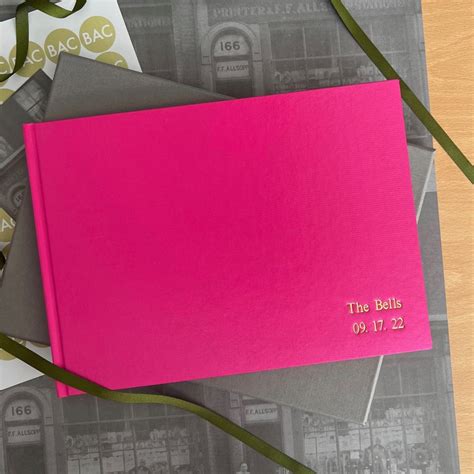 Luxury Hot Pink Satin Wedding Guest Book Personalised Satin Wedding Guest Book