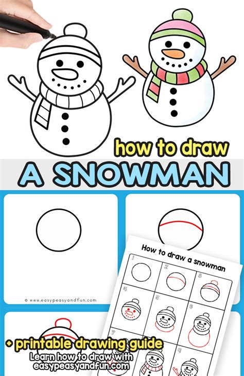 how to draw a snowman step by step drawing guide easy peasy and fun
