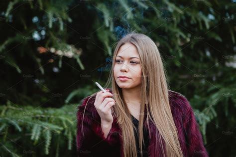 Blonde Young Girl Smoking Featuring Girl Fashion And Smoke Health
