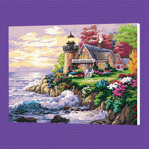 Seaside Villa Diy Paint By Number Kits On Canvas Digital Oil Painting