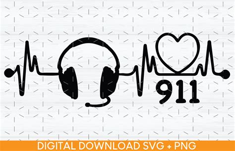 911 Dispatcher Heartbeat Svg Png T Birthday Digital File Etsy