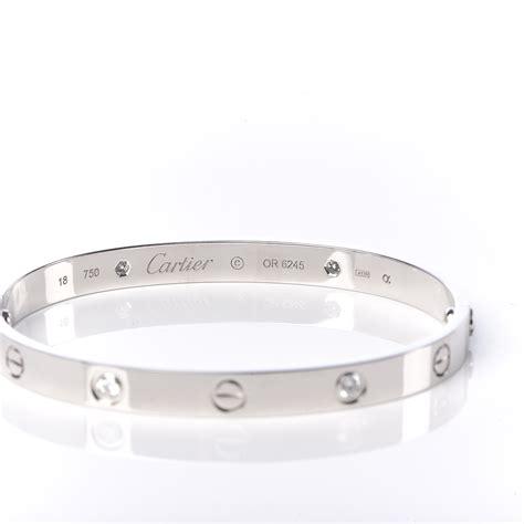 Cartier 18k White Gold 4 Diamond Love Bracelet 18 489550 Fashionphile