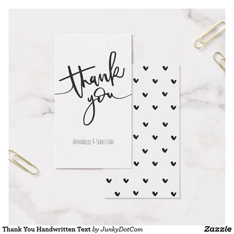 If you got married very close to the holiday season, thank your friends and family again for congratulating and supporting you on your big day. Thank You Handwritten Text Business Card | Text business card, Place card holders, Wedding gifts