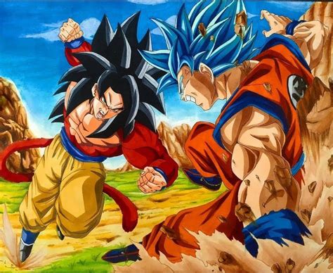 Goku Ssj Blue Vs Goku Ssj4 Anime Dragon Ball Super Dragon Ball