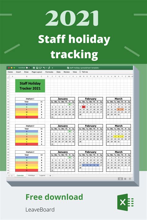 2021 Excel Staff Holiday Tracking Spreadsheet Template Excel
