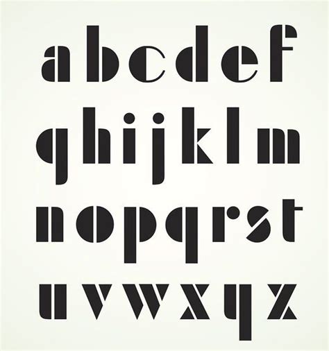 Geometric Retro Alphabet Art Deco Style Lowercase Letters Vector