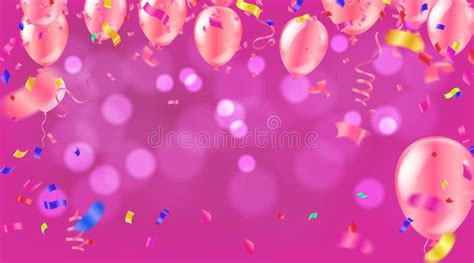 Happy Birthday Card Template With Foil Confetti And Balloons Party
