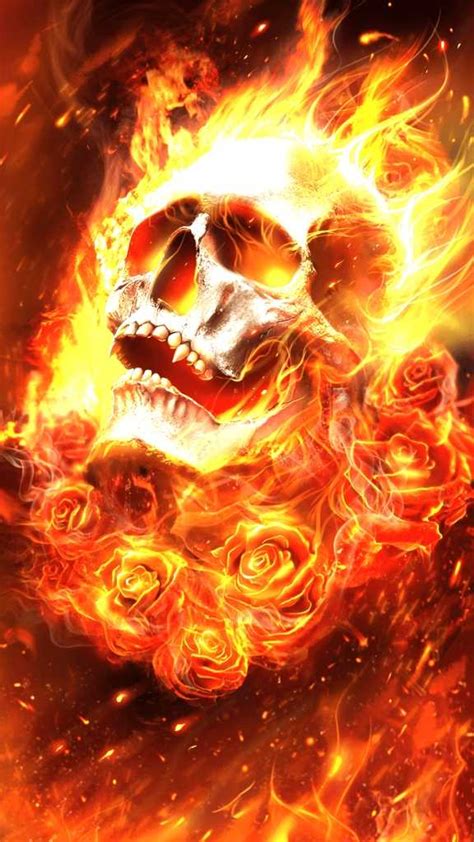 Skull Wallpaper Fire Wallpaper Sun