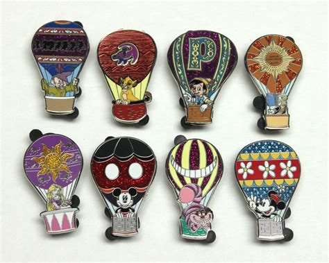 Complete Set 8 Disney Hot Air Balloons Adventure Mystery Trading Pins