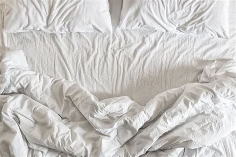 Top View Of F Bedding Sheets And Pillow Stock Photo Image Of