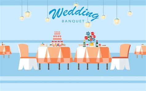 Wedding Banquet Hall Flat Vector Illustration Vector Premium Download