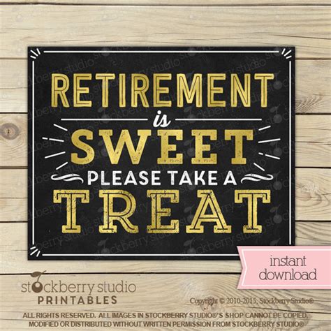 Retirement Is Sweet Please Take A Treat Sign Printable Etsy
