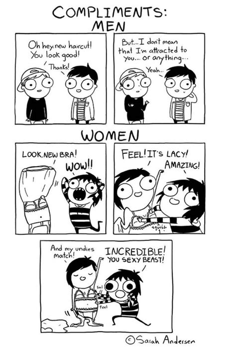 compliments men vs women by sarah andersen sarah andersen sarah s scribbles funny comics