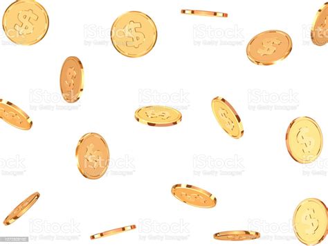 goldene münzen realistisches goldgeld isoliert auf weißem hintergrund stock vektor art und mehr