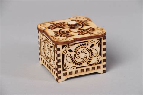 Hand Carved Wooden Jewelry Box With Ornaments Handmade Jewelry Box