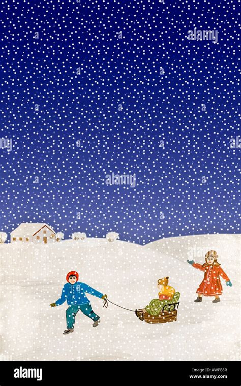 Popular Painting Children Playing In The Snow Stock Photo Alamy