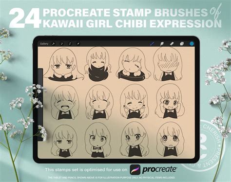 24 Procreate Anime Kawaii Girl Stamps Procreate Manga Chibi Etsy
