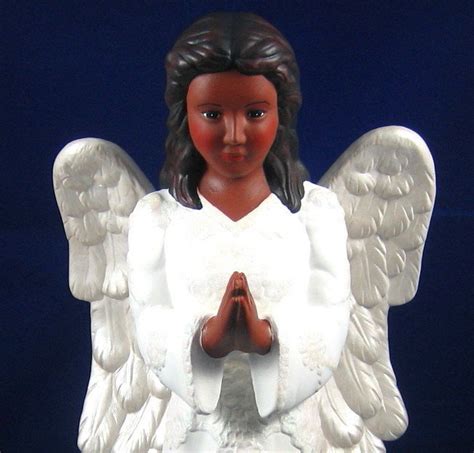 African American Angel Black Angel Praying Handpainted Ceramic