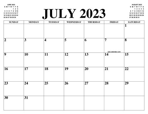 July 2023 Calendar Printable Free Printable Calendar 2023