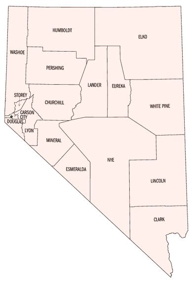 Map Of Nevada Counties Independent Cities