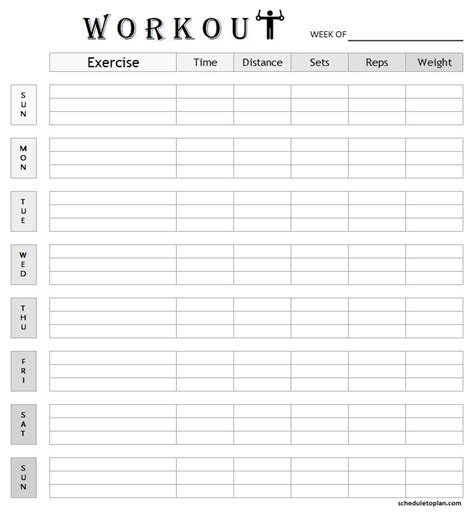 Free Weekly Workout Planner For Beginners And Intermediate Fill This