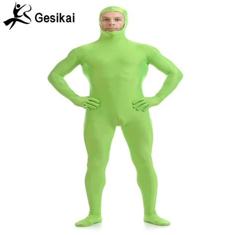 Gesikai Mens Open Face Zentai Lycra Full Bodysuit Mens Zentai Suit Custom Second Skin Tights