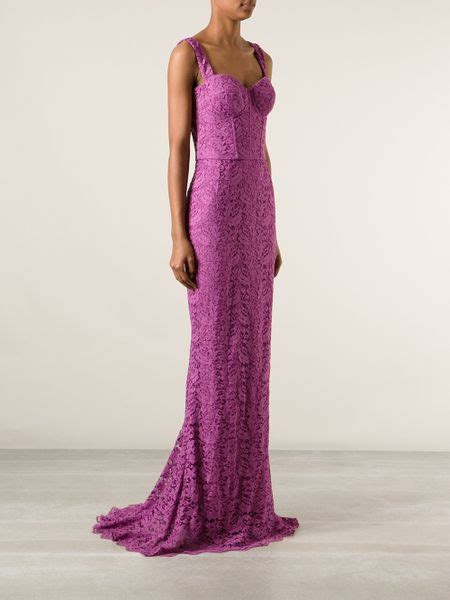 Dolce And Gabbana Lace Evening Dress In Purple Pink And Purple Lyst