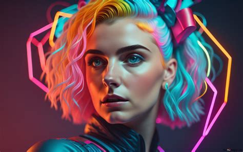 Neon Girl 2k Wallpaper Download