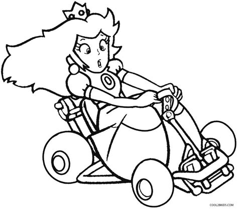 Princess Peach Mario Kart Kleurplaten Mario Kart Kleurplaten