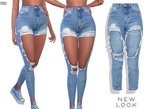 Pinkzombiecupcakes New Look High Rise Ripped Denim Jeans Sims 4