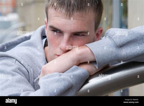 Teenaged Boy Looking Sad Stock Photo Alamy