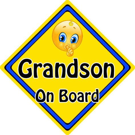 Baby On Board Emoji Car Sign ~ Grandson On Board Ebay