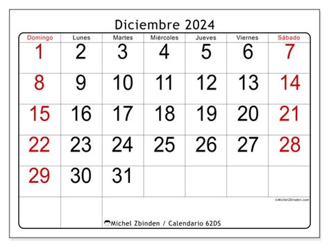 Calendario Diciembre 2024 Visibilidad Ds Michel Zbinden Cr