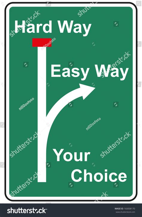 Easy Way Or Hard Way Traffic Sign Isolated On White Background Stock