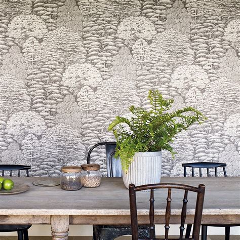 Large and small floral designs from the top design st. Sanderson Woodland Toile Ivory/Charcoal | Toile wallpaper, Wallpaper stores, Chinoiserie wallpaper