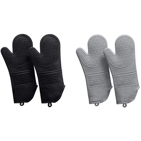 Silicone Oven Mitts 500 F Heat Resistant Kitchen Mittens Non Slip Pot