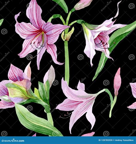 Watercolor Pink Amaryllis Flower Floral Botanical Flower Seamless