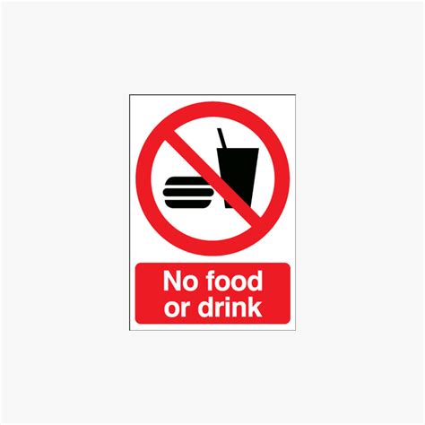 400x300mm No Food Or Drink Self Adhesive Signs Safety Sign Uk