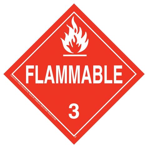 Class 3 Flammable Liquid Placard Worded 10 Pk 1075 X 1075