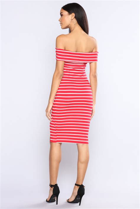 Briony Striped Dress Redwhite