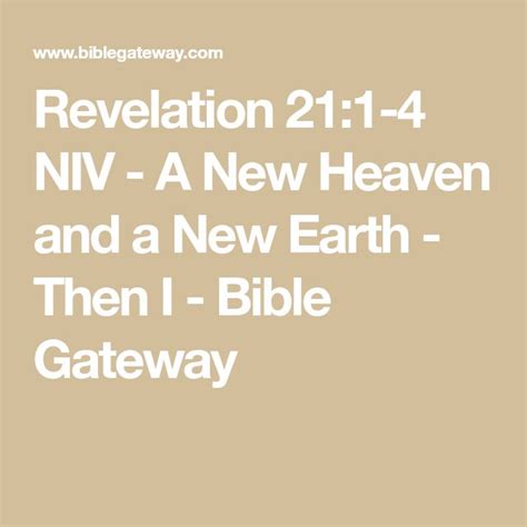 Revelation 211 4 Niv A New Heaven And A New Earth Then I Bible