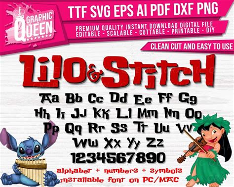 Lilo And Stitch Font Number Symbols Ttf Svg Installable Mac Pc Windows