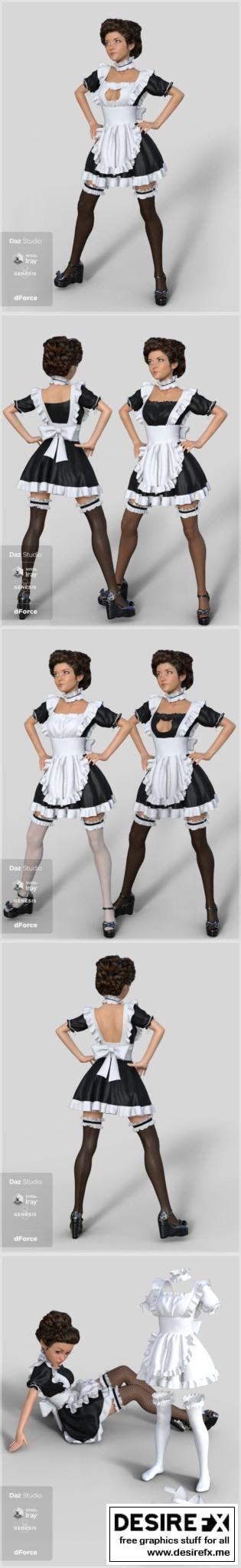 Desire FX 3d Models DForce French Maid Servant Outfit For Genesis 8