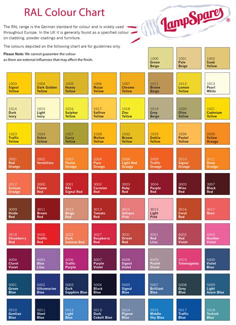 RAL Color Chart Printable