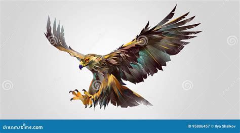 Painted Attacking Bird Eagle Stock Illustration Illustration Of