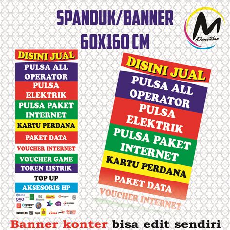 Spanduk Konter Banner Pulsa 60x160 Cm Bisa Edit Lazada Indonesia